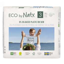 Одноразові дитячі підгузки "ECO BY NATY". Розмір 3 (4-9 кг), 30шт. в упаковці.